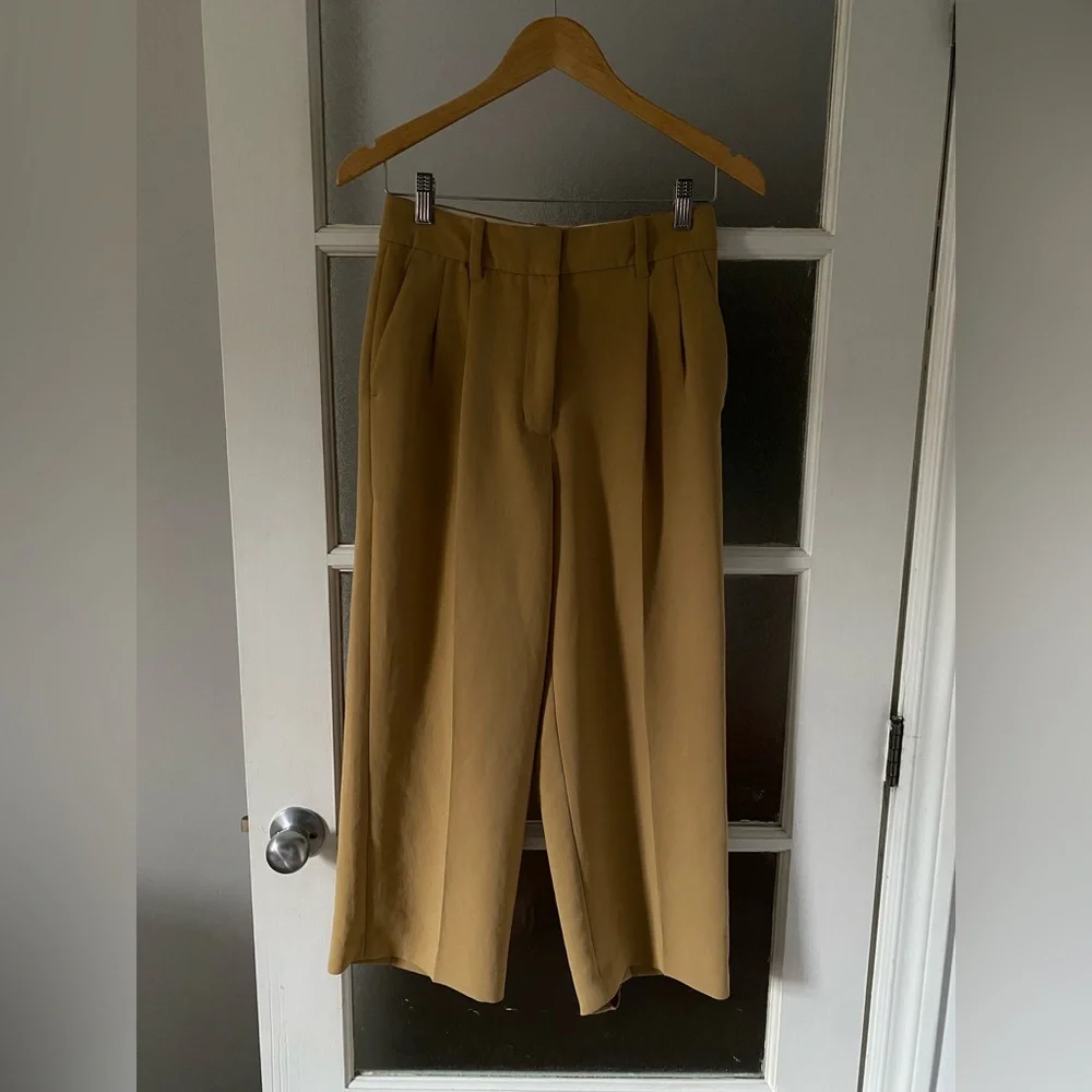 Wilfred Aritzia Wide-Leg Pleated Trousers in Camel - Picture 1 of 6